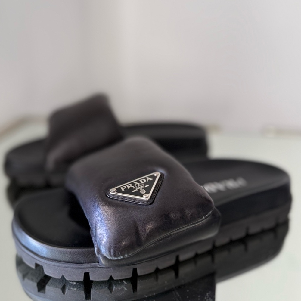 EUC Prada Soft Padded Nappa Leather Slides $1,020 36.5 - Picture 9 of 14